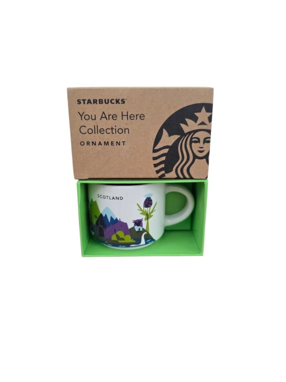 Starbucks 2oz SCOTLAND You Are Here YAH Mug Ornament Mini Espresso Cup NIB
